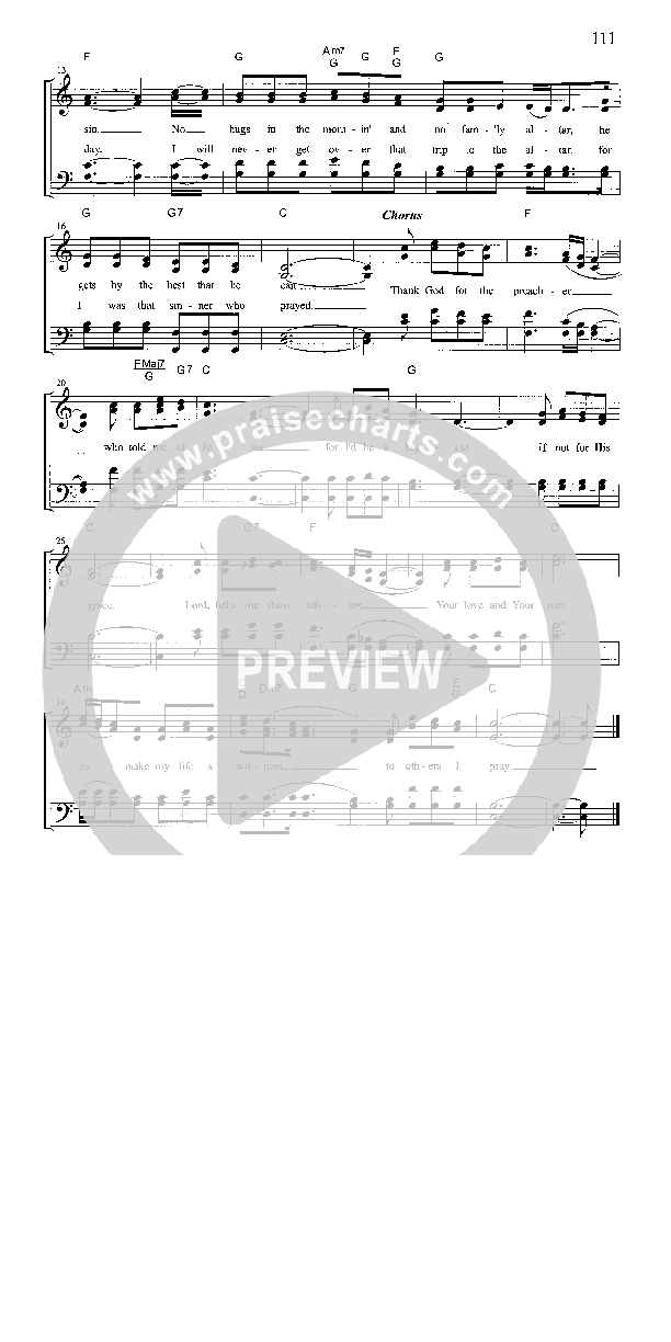Thank God For The Preacher Lead Sheet (Mike Bowling)