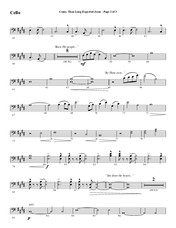Come Thou Long Expected Jesus (Choral Anthem SATB) Cello (Word Music Choral / Arr. Daniel Semsen)