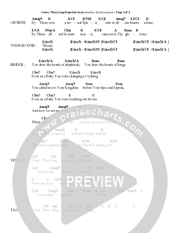 Come Thou Long Expected Jesus (Choral Anthem SATB) Chord Chart (Word Music Choral / Arr. Daniel Semsen)