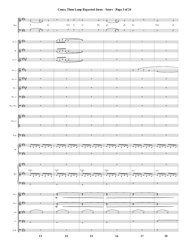 Come Thou Long Expected Jesus (Choral Anthem SATB) Orchestration (Word Music Choral / Arr. Daniel Semsen)