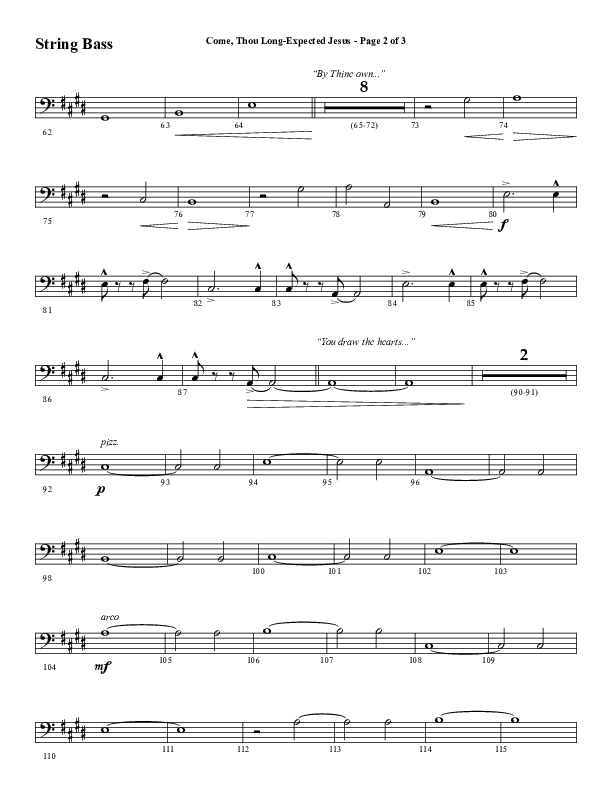 Come Thou Long Expected Jesus (Choral Anthem SATB) Double Bass (Word Music Choral / Arr. Daniel Semsen)