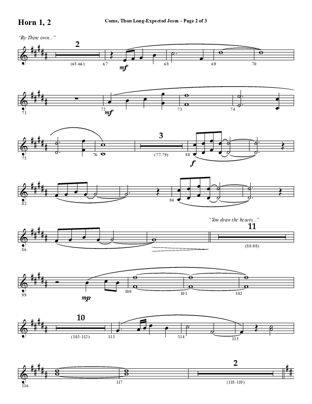 Come Thou Long Expected Jesus (Choral Anthem SATB) French Horn 1/2 (Word Music Choral / Arr. Daniel Semsen)