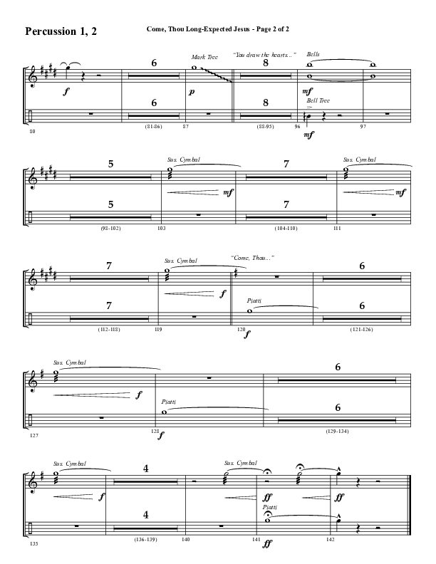 Come Thou Long Expected Jesus (Choral Anthem SATB) Percussion 1/2 (Word Music Choral / Arr. Daniel Semsen)