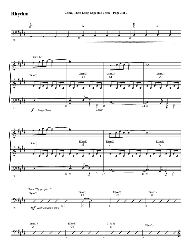 Come Thou Long Expected Jesus (Choral Anthem SATB) Rhythm Chart (Word Music Choral / Arr. Daniel Semsen)