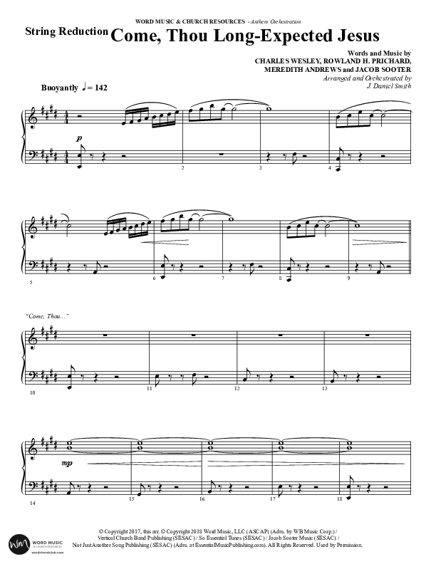 Come Thou Long Expected Jesus (Choral Anthem SATB) Synth Strings (Word Music Choral / Arr. Daniel Semsen)