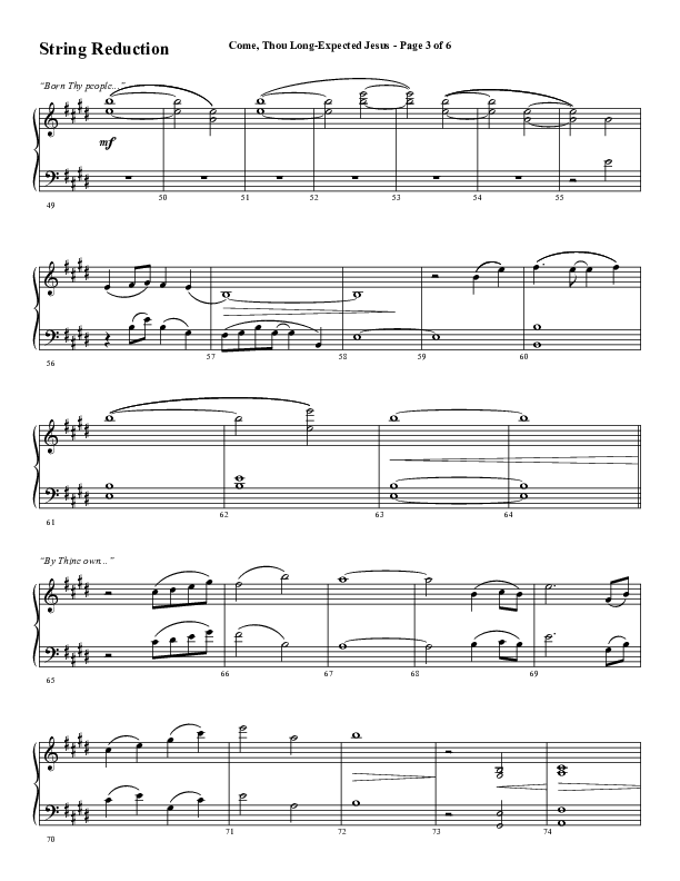 Come Thou Long Expected Jesus (Choral Anthem SATB) Synth Strings (Word Music Choral / Arr. Daniel Semsen)