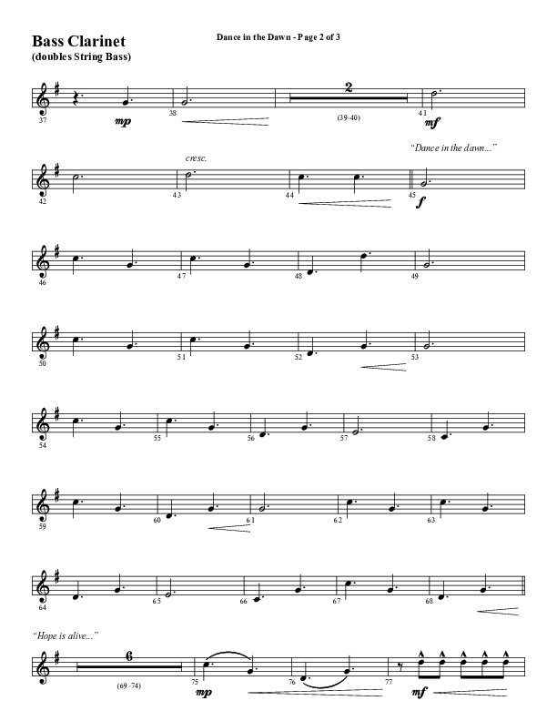 Dance In The Dawn (Choral Anthem SATB) Bass Clarinet (Word Music Choral / Arr. Cliff Duren)