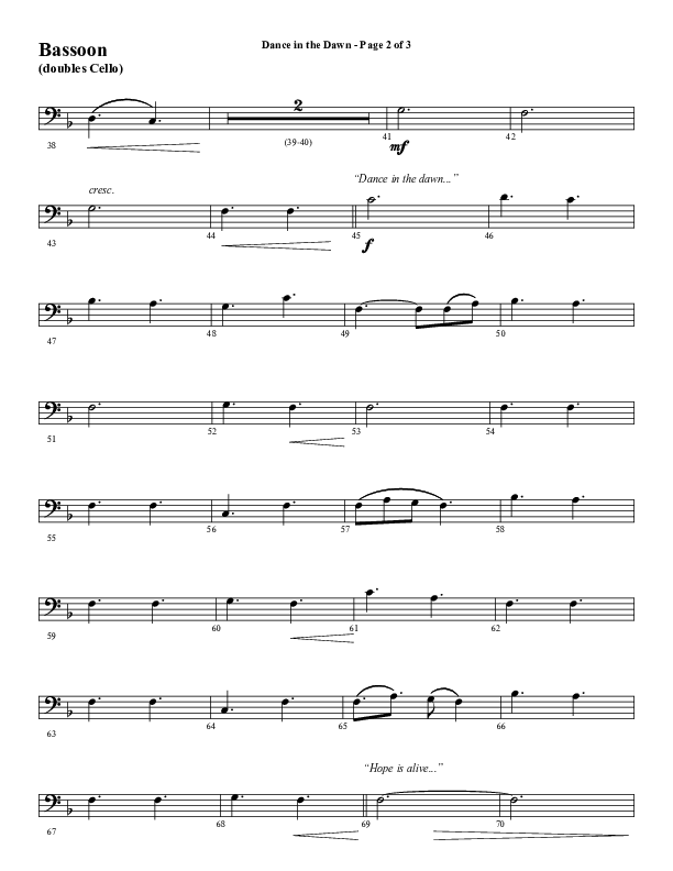 Dance In The Dawn (Choral Anthem SATB) Bassoon (Word Music Choral / Arr. Cliff Duren)