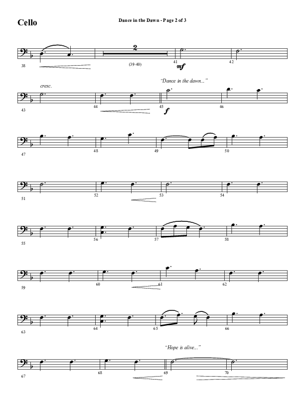 Dance In The Dawn (Choral Anthem SATB) Cello (Word Music Choral / Arr. Cliff Duren)
