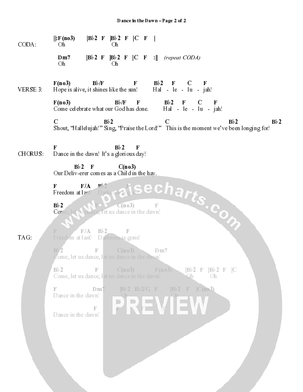 Dance In The Dawn (Choral Anthem SATB) Chord Chart (Word Music Choral / Arr. Cliff Duren)