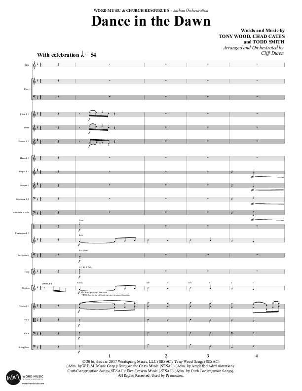 Dance In The Dawn (Choral Anthem SATB) Orchestration (Word Music Choral / Arr. Cliff Duren)
