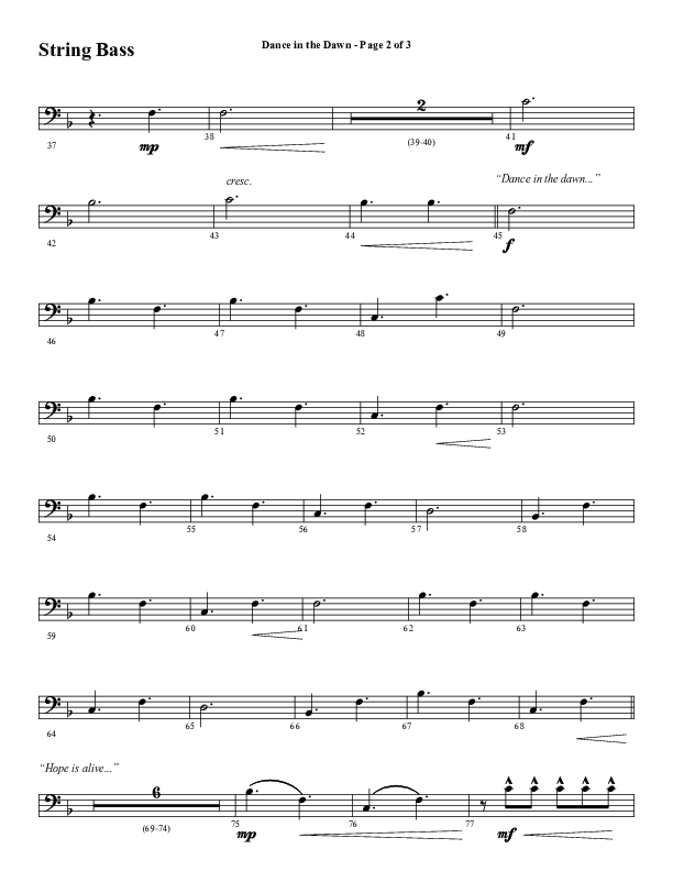Dance In The Dawn (Choral Anthem SATB) Double Bass (Word Music Choral / Arr. Cliff Duren)