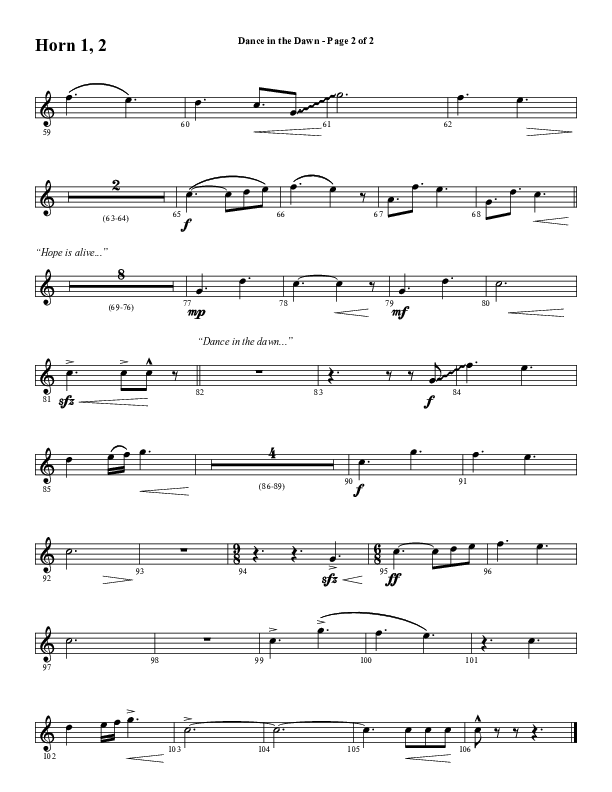 Dance In The Dawn (Choral Anthem SATB) French Horn 1/2 (Word Music Choral / Arr. Cliff Duren)