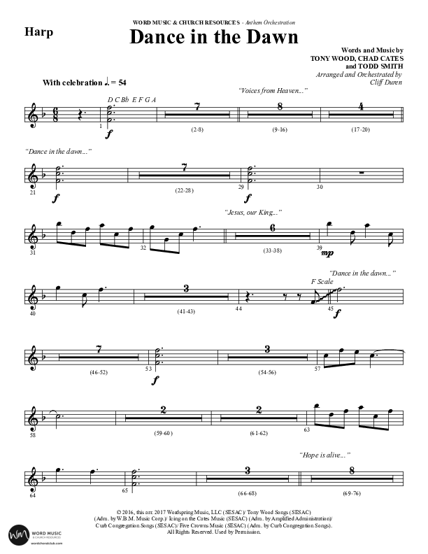 Dance In The Dawn (Choral Anthem SATB) Harp (Word Music Choral / Arr. Cliff Duren)