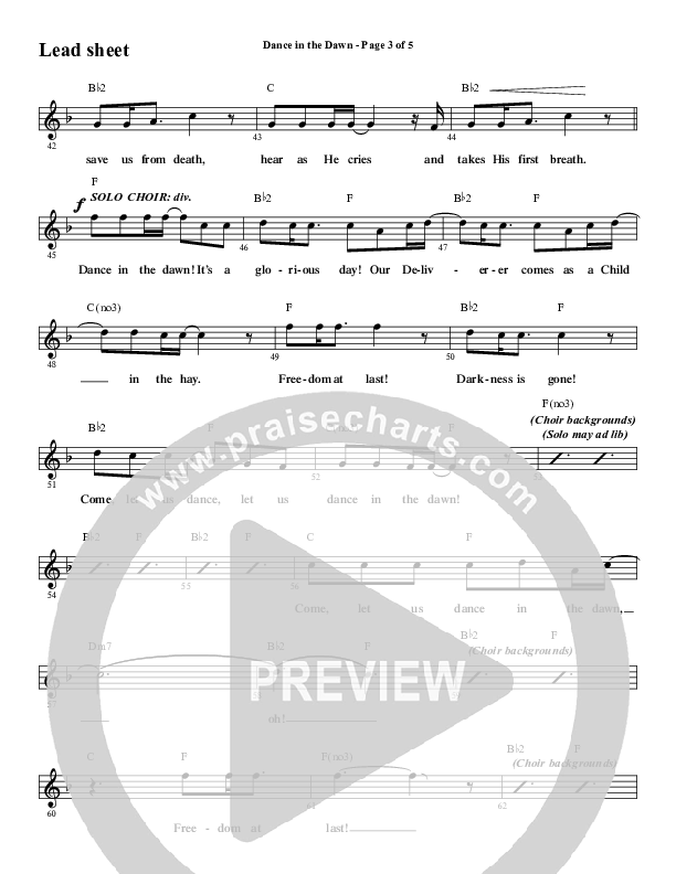 Dance In The Dawn (Choral Anthem SATB) Lead Sheet (Melody) (Word Music Choral / Arr. Cliff Duren)