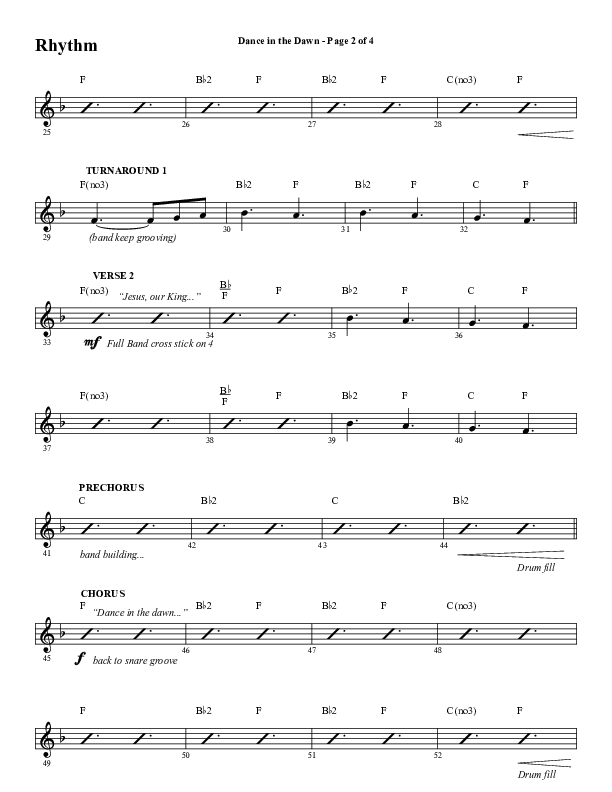 Dance In The Dawn (Choral Anthem SATB) Rhythm Chart (Word Music Choral / Arr. Cliff Duren)