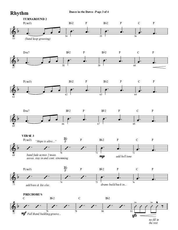 Dance In The Dawn (Choral Anthem SATB) Rhythm Chart (Word Music Choral / Arr. Cliff Duren)