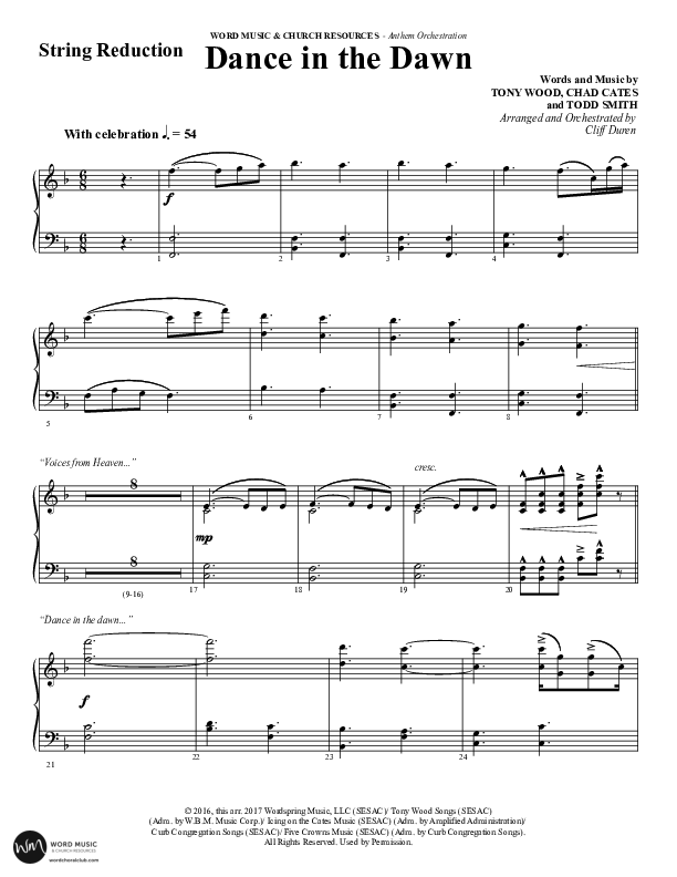 Dance In The Dawn (Choral Anthem SATB) Synth Strings (Word Music Choral / Arr. Cliff Duren)