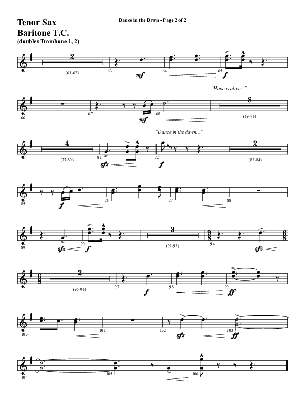 Dance In The Dawn (Choral Anthem SATB) Tenor Sax/Baritone T.C. (Word Music Choral / Arr. Cliff Duren)
