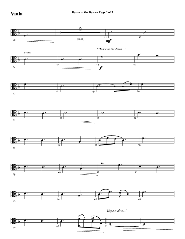 Dance In The Dawn (Choral Anthem SATB) Viola (Word Music Choral / Arr. Cliff Duren)