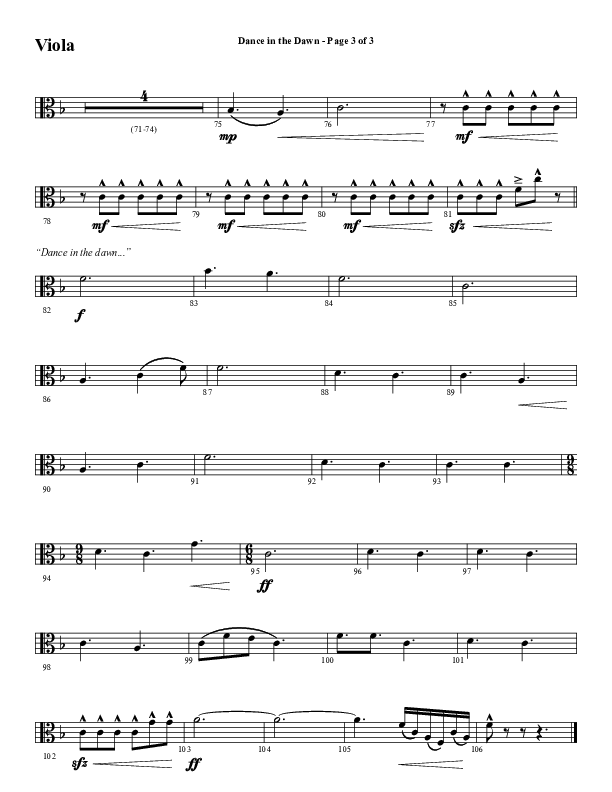 Dance In The Dawn (Choral Anthem SATB) Viola (Word Music Choral / Arr. Cliff Duren)