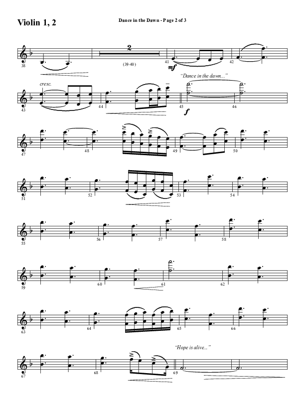 Dance In The Dawn (Choral Anthem SATB) Violin 1/2 (Word Music Choral / Arr. Cliff Duren)