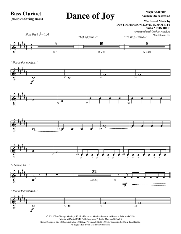 Dance Of Joy (Choral Anthem SATB) Bass Clarinet (Word Music Choral / Arr. Daniel Semsen)