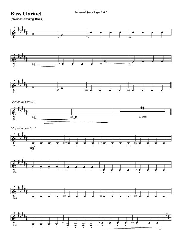 Dance Of Joy (Choral Anthem SATB) Bass Clarinet (Word Music Choral / Arr. Daniel Semsen)