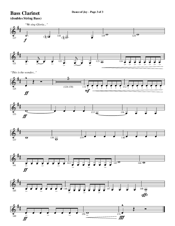 Dance Of Joy (Choral Anthem SATB) Bass Clarinet (Word Music Choral / Arr. Daniel Semsen)