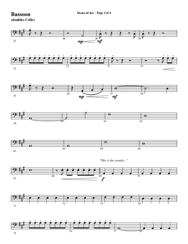 Dance Of Joy (Choral Anthem SATB) Bassoon (Word Music Choral / Arr. Daniel Semsen)