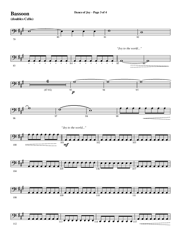 Dance Of Joy (Choral Anthem SATB) Bassoon (Word Music Choral / Arr. Daniel Semsen)