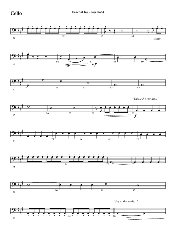 Dance Of Joy (Choral Anthem SATB) Cello (Word Music Choral / Arr. Daniel Semsen)