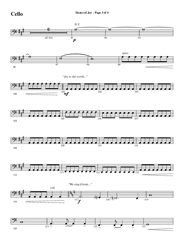 Dance Of Joy (Choral Anthem SATB) Cello (Word Music Choral / Arr. Daniel Semsen)