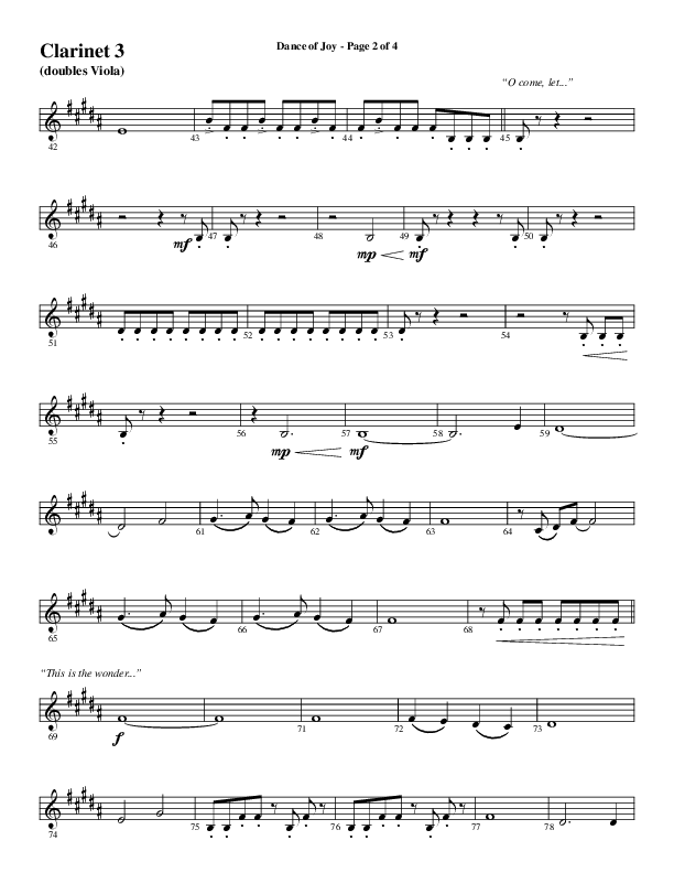 Dance Of Joy (Choral Anthem SATB) Clarinet 3 (Word Music Choral / Arr. Daniel Semsen)