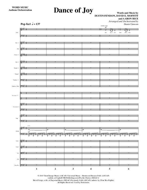 Dance Of Joy (Choral Anthem SATB) Orchestration (Word Music Choral / Arr. Daniel Semsen)