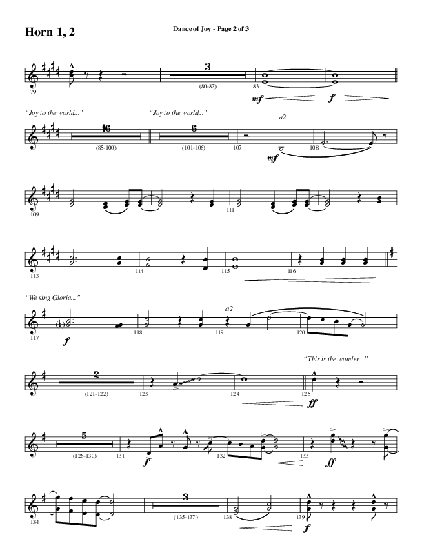 Dance Of Joy (Choral Anthem SATB) French Horn 1/2 (Word Music Choral / Arr. Daniel Semsen)