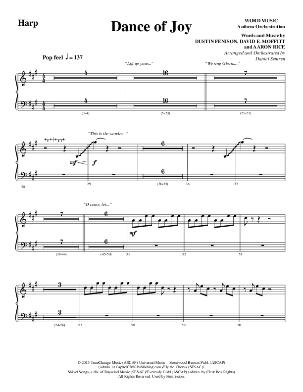 Dance Of Joy (Choral Anthem SATB) Harp (Word Music Choral / Arr. Daniel Semsen)