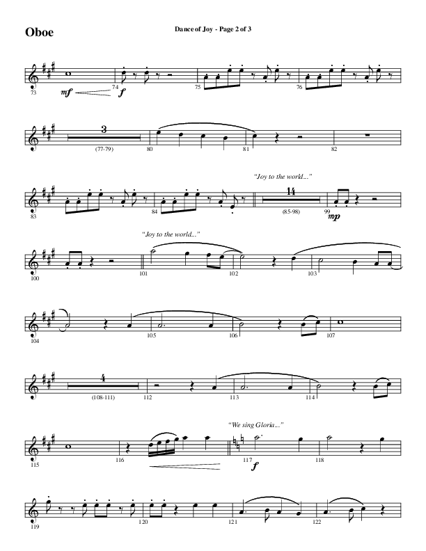 Dance Of Joy (Choral Anthem SATB) Oboe (Word Music Choral / Arr. Daniel Semsen)