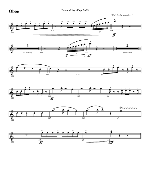Dance Of Joy (Choral Anthem SATB) Oboe (Word Music Choral / Arr. Daniel Semsen)