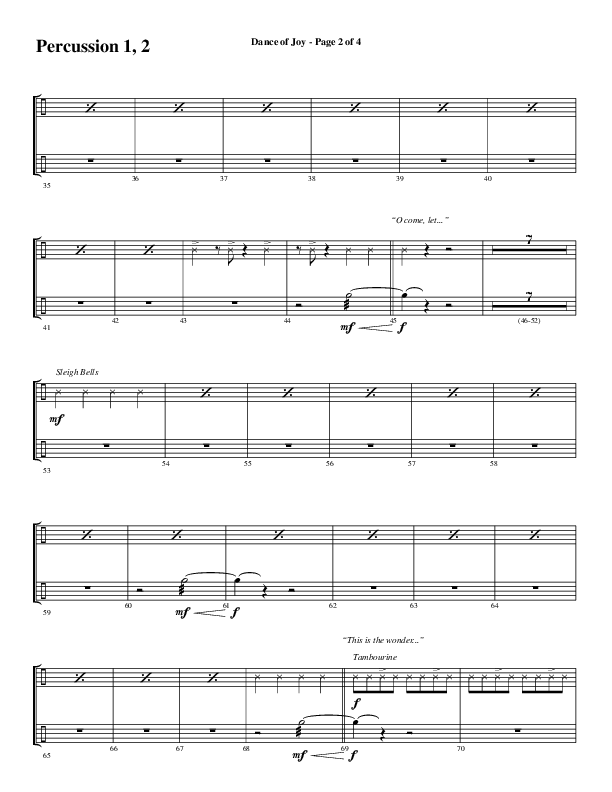 Dance Of Joy (Choral Anthem SATB) Percussion 1/2 (Word Music Choral / Arr. Daniel Semsen)