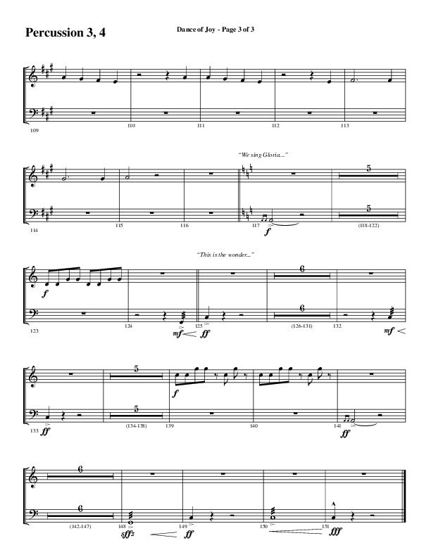 Dance Of Joy (Choral Anthem SATB) Percussion (Word Music Choral / Arr. Daniel Semsen)