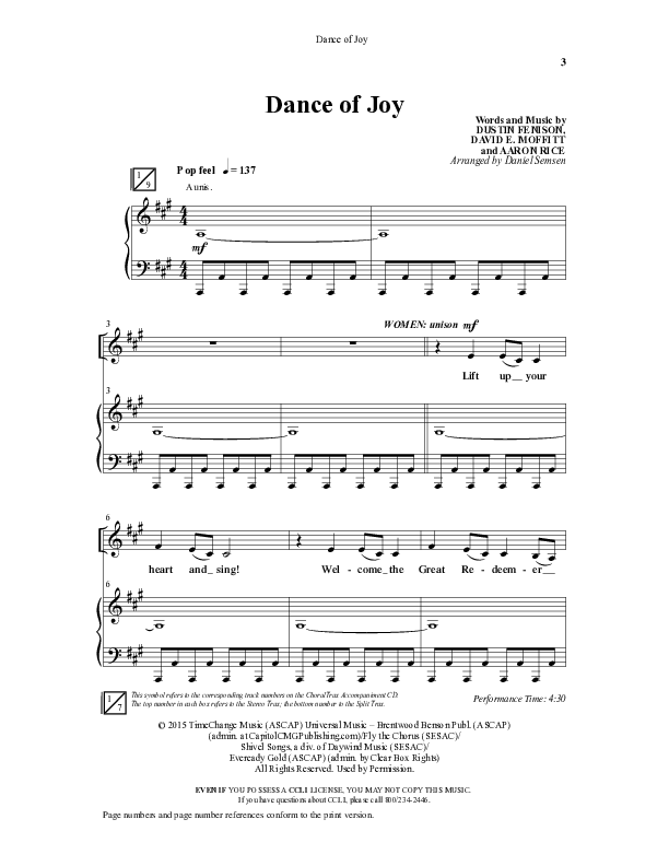Dance Of Joy (Choral Anthem SATB) Anthem (SATB/Piano) (Word Music Choral / Arr. Daniel Semsen)
