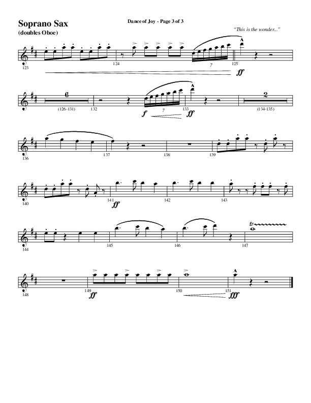 Dance Of Joy (Choral Anthem SATB) Soprano Sax (Word Music Choral / Arr. Daniel Semsen)