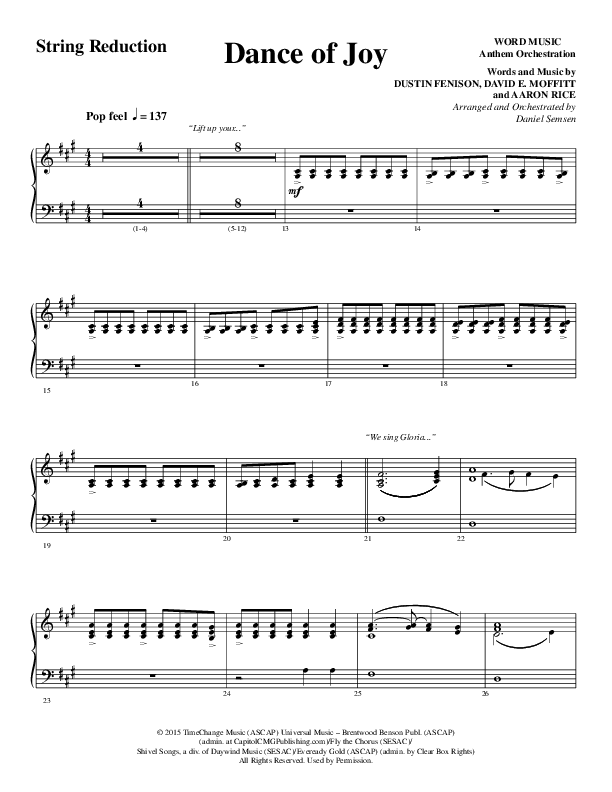 Dance Of Joy (Choral Anthem SATB) String Reduction (Word Music Choral / Arr. Daniel Semsen)