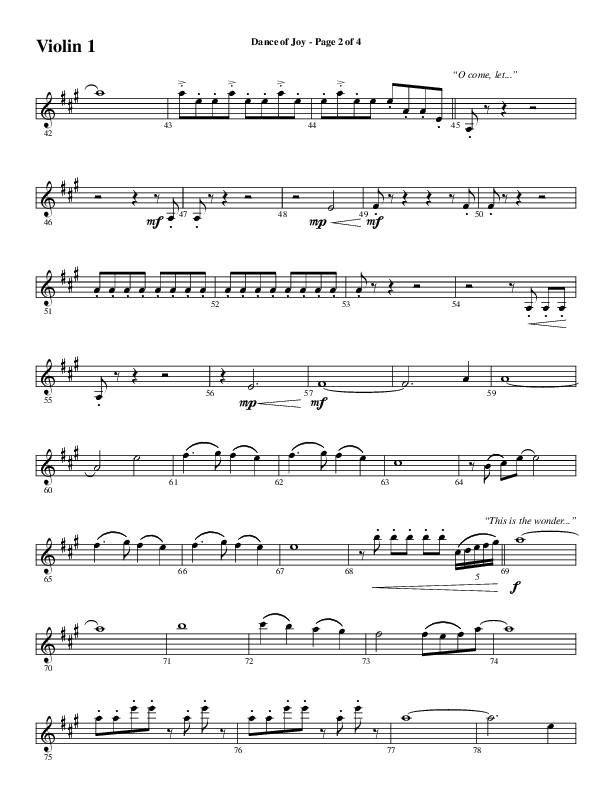 Dance Of Joy (Choral Anthem SATB) Violin 1 (Word Music Choral / Arr. Daniel Semsen)