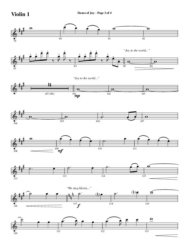 Dance Of Joy (Choral Anthem SATB) Violin 1 (Word Music Choral / Arr. Daniel Semsen)