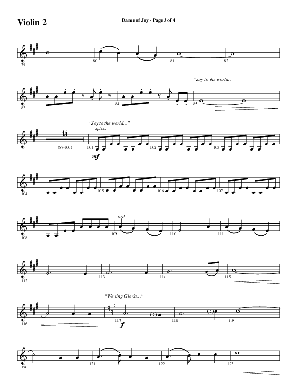 Dance Of Joy (Choral Anthem SATB) Violin 2 (Word Music Choral / Arr. Daniel Semsen)