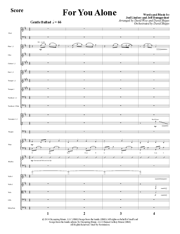 For You Alone (Choral Anthem SATB) Orchestration (Word Music Choral / Arr. David Wise / Arr. David Shipps)
