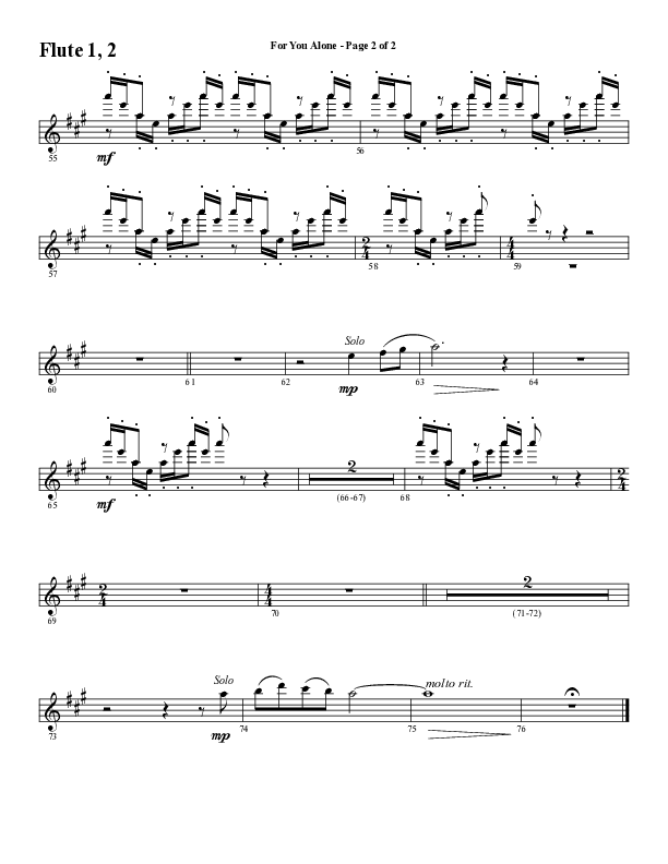 For You Alone (Choral Anthem SATB) Flute 1/2 (Word Music Choral / Arr. David Wise / Arr. David Shipps)