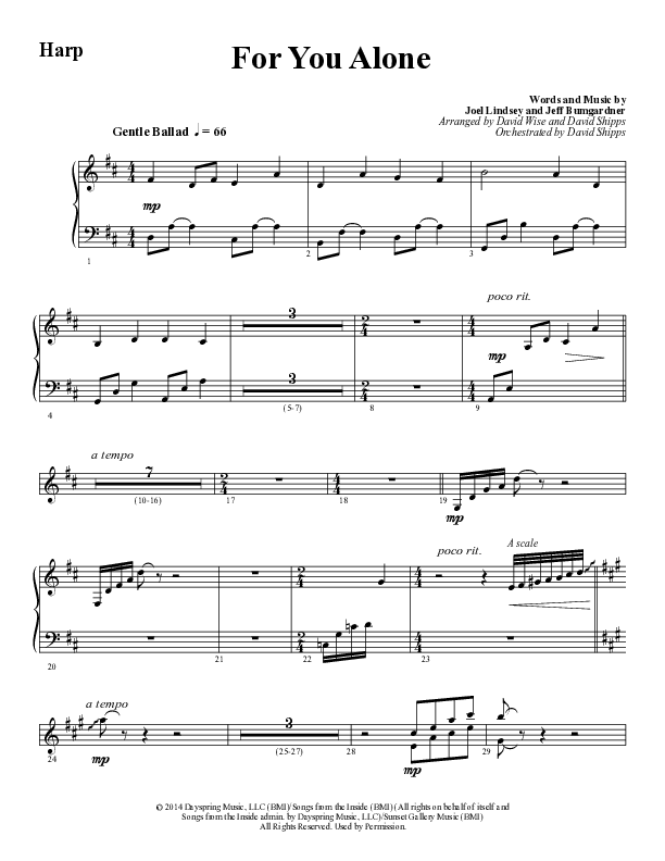 For You Alone (Choral Anthem SATB) Harp (Word Music Choral / Arr. David Wise / Arr. David Shipps)